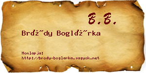 Bródy Boglárka névjegykártya